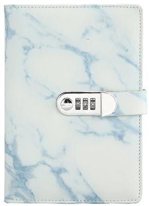 TopHomer A5 Journal with Lock, Detachable PU Leather Cover Diary Password Notebook with Pen Loop, 3-Digit Code Lock Diary for Men Women, Blue