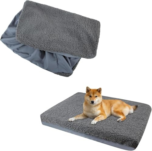 HJSSAA Ersatzbezug für Hundebetten Wasserdicht - Waschbar Hundebettbezug, Schutzbezug aus weichem Plüsch & Frottee, Anti-Rutsch Hundekissen Bezug für Standard-Hundekörbe (S:76x51x15 cm)