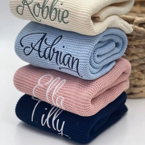HERSTL Babydecke Mit Namen, Personalisierte Geschenke für Baby, Sommer