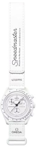 Swatch Armbanduhr Moonswatch Omega x Mission to the Moonphase Snoopy, Weiß, Armband