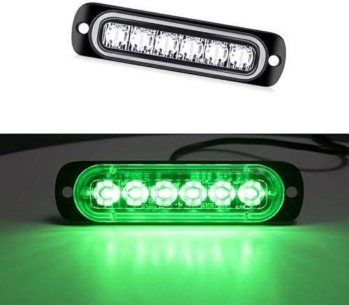 HULUBO Luci stroboscopiche di emergenza LED,6 Pz 6LED Strobe Avviso di emergenza Luce lampeggiante di avvertimento Costruzione Hazard Light Bar per Car Truck Off Road Veicoli (verde)