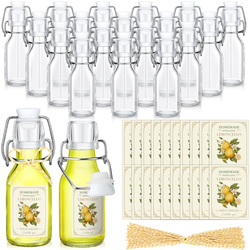 Havawish Limoncello-Flaschen mit Bügelverschluss, Glasflaschen für Limoncello hausgemachtes klares Klappdeckel mit luftdichtem Deckel, Etiketten für Zuhause, Brauen, Hochzeit, Babyparty, Party