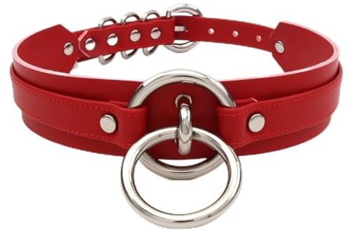 lalatia Damen Halsband O Ring Kunstleder Choker Halskette in große Größen