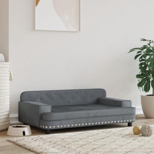 Keyroto Hundebett Hundebett Innen Hundesofa Hundebett Hundebett Mittelgroße Hundesofa aus Samt Dunkelgrau 90x53x30 cm