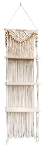 Daesar Wandbehang Makramee 40x125, Wandteppich Boho Regale und Quasten Wandbehang Baumwolle Nordisch Beige, Wandteppich Wanddeko für Wohnkultur Schlafzimmer Hochzeitsfeier