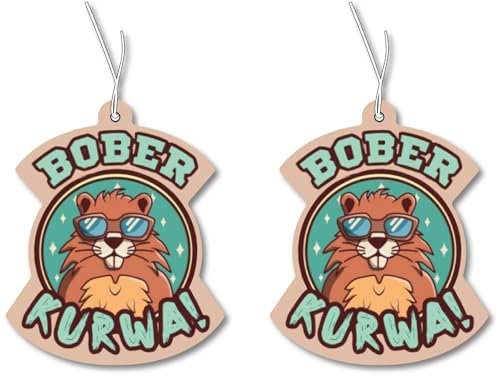 Bober Kurwa - Set di 2 fragranze a forma di albero profumato per auto, divertente