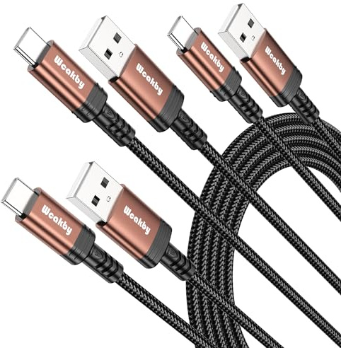 USB C Kabel [3Stück 2M] 3.1A Schnellladekabel Nylon Geflochten USB C Ladekabel Nylon Geflochten für Galaxy S22 S21 S20 S10 S9, Note 10/9/8, A3 A5 A7, LG V30/V20/G5/G6, Huawei P30/P20/Mate 20