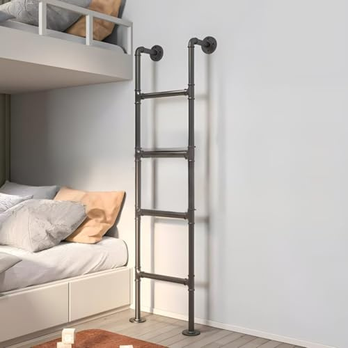 91in Home High Loft Attic Bed Step Ladders Basement Window Well Egress Fire Escape Ladder Wall Mounted Metal Bunk Bed Customizable Size for Home, Dormitories, and Commercial Use