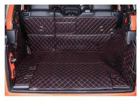 DZSCHUNLUSM Tapis de Coffre pour Jeep pour Wrangler pour JL 4 Portes 2018-2022 Tapis Coffre Voiture Tapis Coffre Doublure Cargaison Tapis Coffre Voiture(Black Red 3)