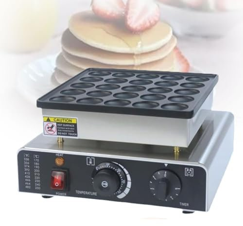 Commercial 850W Electric Waffle Maker, 25 Holes Stainless Steel Pancake Cake Machine With Non-stick Coating, 50-300℃ Temperature Adjustable, 0-5min Timer, for Snack Bars, Restaurants