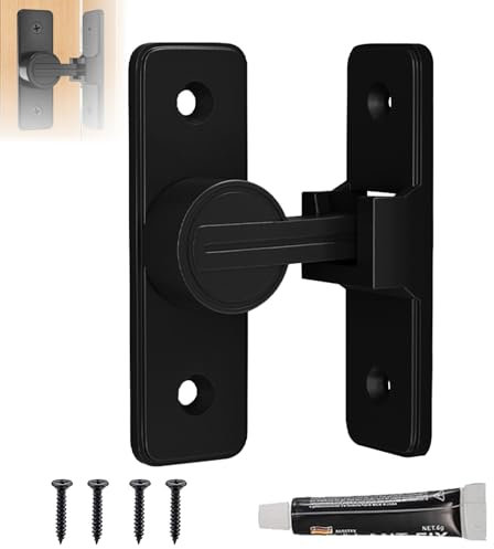 Serratura Porta Scorrevole 90° Fermo Gancio a Porta Ribaltabile, Chiavistello per Porta in Legno, Serratura Porta Interna, per Porta, Finestra (Nero-90°)