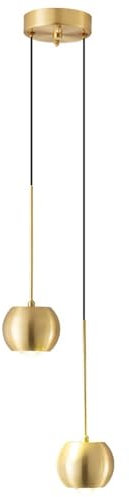 LUOYAOB Modern Pendelleuchte 2-flammige moderne LED-Kugel-Pendelleuchte aus Messing, nordische runde Decken-Hängelampe, Nachttisch-Dekor-Kronleuchter for Nachttisch, Restaurant, Flur, Kücheninsel
