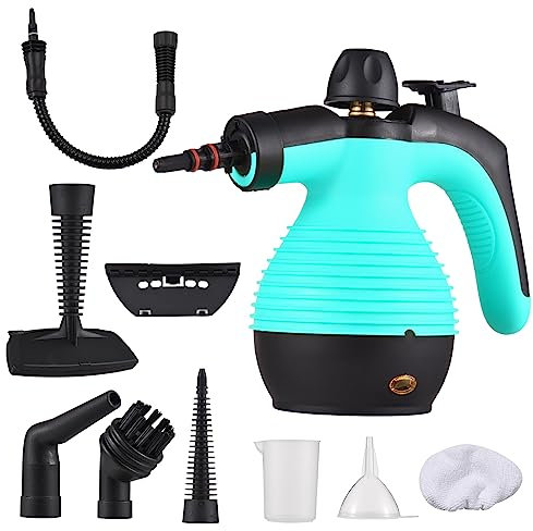 Snnozy Limpiador portátil de vapor de mano, 1050 W, multifuncional, máquina de limpieza a vapor a presión de alta temperatura, con 9 accesorios para cocina, sofá, baño, ventana de coche