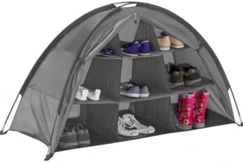 NMJHEVX Camping Shoes Storage Organiser Tent - 9 Shelf Collapsible RV Shoes Organizer Dome Tent Organizer for Outdoor Camp Hiking AccessoriesWardrobe Shoe Organiser