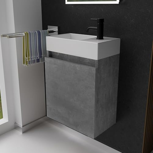 Alpenberger Lavabo con armario bajo de 45 cm, juego de muebles de baño, lavabo pequeño, inodoro para invitados, juego de lavabo, armario bajo lavabo