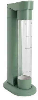 CREATE/SODA MAKER STUDIO/Machine pour faire de l’eau gazeuse 1L vert sauge/Ne comprend pas de cylindres de CO₂, carbonation en 4 étapes, bouteille sans BPA, sans prise électrique
