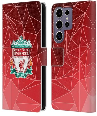 Head Case Designs Offizielle Liverpool Football Club Geometrisch Wappen und Liverbird 2 Leder-Wallet-Hülle Kompatibel mit Samsung Galaxy S25 Ultra