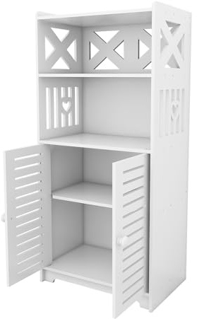 OHMG Rangements de Salle de Bain,Petits Espaces,Compartiment, Support Papier Toilette Armoire Porte-Papier Toilette Porte Brosse WC Meuble de Salle de Bain sur Pied,Blanc