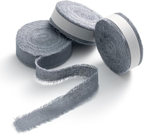 AOKSUNOVA Baumwollband Schleifenband Baumwolle Geschenkband Grau Blau | Baumwollband als Stoffband und Schleifenband, Natürliches Geschenkband für Verpackung, Kreative Dekoration und Floristik