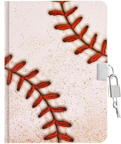WERNNSAI Diario per Bambini per Ragazzi Diario di Sport - Diarios luminoso per Bambini per Baseball con lucchetto e Chiavi, Blocco Note per la Scuola A5 a Righe, Quaderno per Giochi Regalo