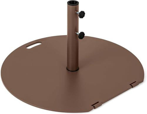 GYMAX Base per Ombrellone da Patio con Ruote, Rotonda e Pesante, Piede Parasole, Supporto Ombrello da Esterno in Metallo con 2 Manopole di Serraggio, Compatibile, per Piscina Balcone Giardino