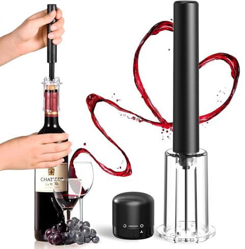 Air Pressure Wine Bottle Opener with Wine Bottle Stoppers Set - NUCOKRS Quick and Easy Cork Removal Great Gift for Wine Lovers