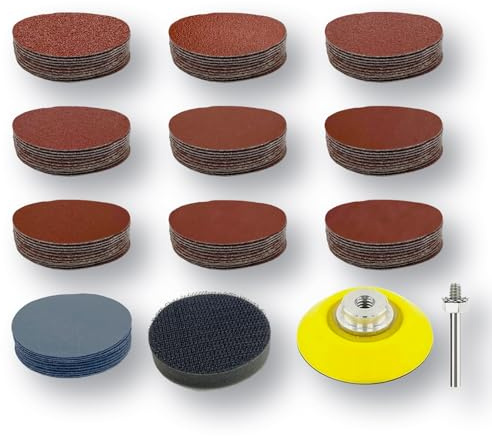 Toowood 100 Stück 50mm Schleifscheiben, Staubarme Haken- und Schleifbandscheiben, 80-3000 Mehrfach-Körnung Professionelle Schleifscheiben für Schwingschleifer, Holzverarbeitung und Autolackreparatur
