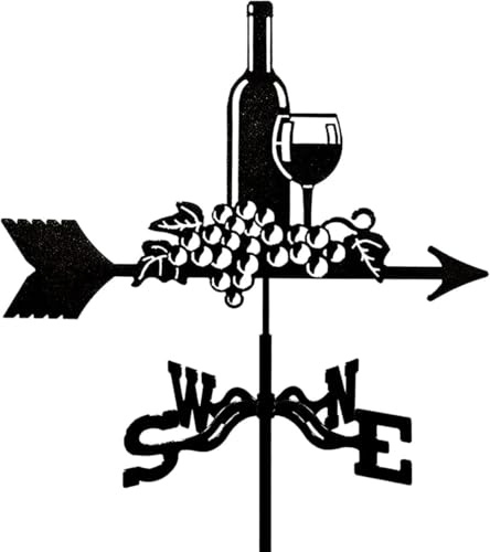 Weather Vane,Red Wine ​Stainless Steel Weather Vane, Farm Retro Scene Garden Wind Direction Indicator Measuring Tool Garden Yard Easy Use and Install