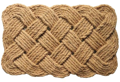 Gardenised Coco Coir Doormat with Woven Rope Design Decorative and Durable Natural Coconut Fiber Floor Mat for Front Door Porch Patio Entryway Garage Mudroom and Use 18x30, Woven Knot