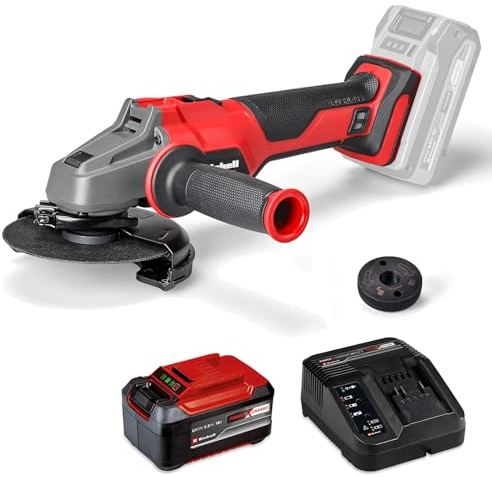 Einhell Professional Akku-Winkelschleifer AXXIO 18/125 Q Li Power X-Change (18 V, 700 W, 125 mm Scheiben-Ø, 33 mm Schnitttiefe, Brushless, Quick-Fix-Nut, inkl. 5,2 Ah Akku & Ladegerät)