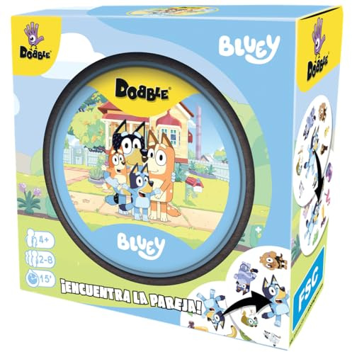 Asmodee Dobble Bluey, Juego de Cartas de Observación y Velocidad | para Niños y Adultos, Juego de Mesa, 15 Minutos de Juego, A Partir de 4 años, 2-8 Jugadores
