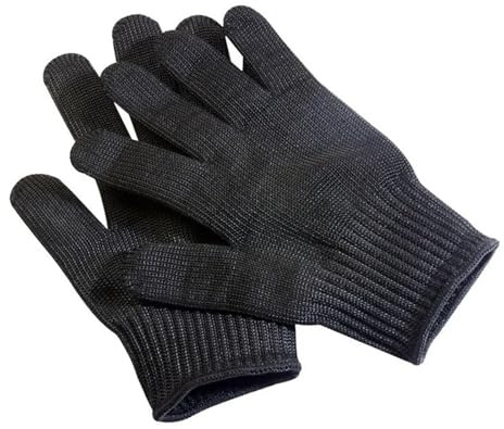 Guanti Resistenti Al Taglio 1 Paio Di Guanti In Rete In Filo Di Acciaio Nero, Anti-taglio, Resistenti All'usura, Da Cucina, Da Macellaio, Da Lavoro, Da Giardino, For Autodifesa Vestibilità Comoda(S)