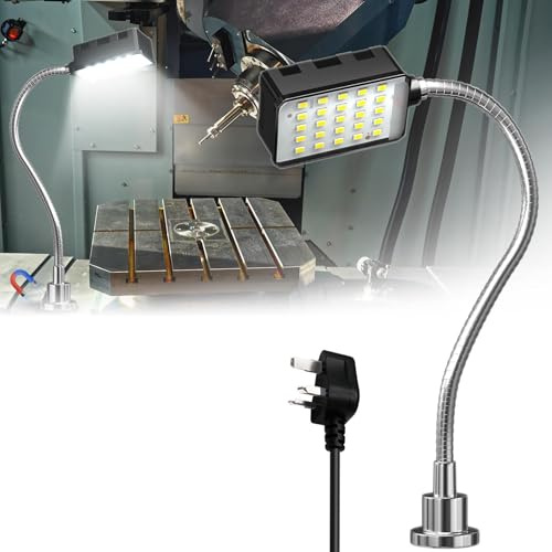 BrightWish Magnetic Work Light, 15W 6000K LED Machine Light with Flexible Gooseneck & Strong Magnetic Base for Workbench, Sewing, Lathe, Grill, Shop, Industrial Lighting