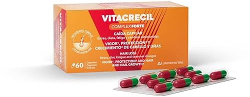 Vitacrecil Complex Forte 60 cápsulas, [Nueva Fórmula] [Vigor, Protección y Crecimiento de cabellos y Uñas] [Suplemento Nutricional]