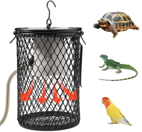 Reptilien Wärmelampe, 2 Stück Wärmelampe Terrarium mit Schutz, Ausgesetzt Keramik Wärmelampen, 50 W Wärmelampen Schildkröten, Terrarium Lampe für Vögel, Reptilien, Schildkröten, Hühner (Schwarz)