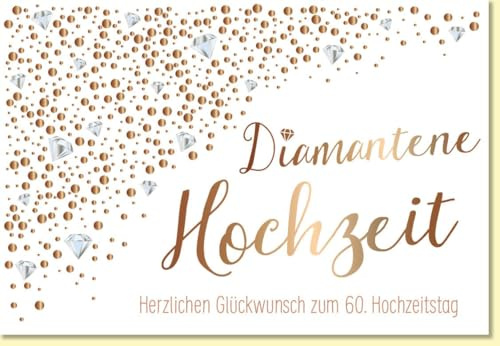 Gutsch Verlag Glückwunschkarte Diamantene Hochzeit edles Design mit Diamanten und Goldoptik für den 60 Hochzeitstag stilvolle Hochzeitskarte - mit Umschlag