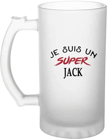 Otshirt Verre à bière d'un Super Jack - Chope - Idée Verre à bière Personnalisable Cadeau Anniversaire Fête Original Famille Travail Départ Collègue Retraite Noël.