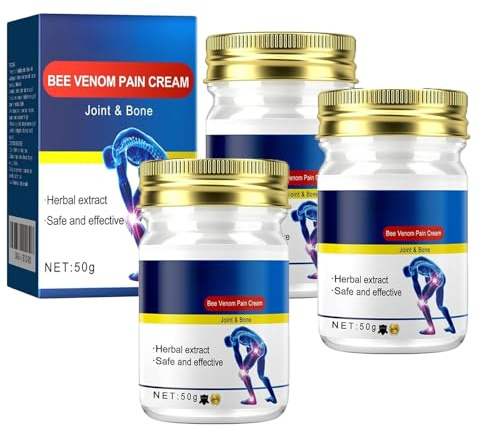 Crème anti-douleur au venin d'abeille, crème de soin des articulations, offrant une expérience de soin confortable, pommade de confort musculaire à base de plantes pour un confort durable (3pcs)