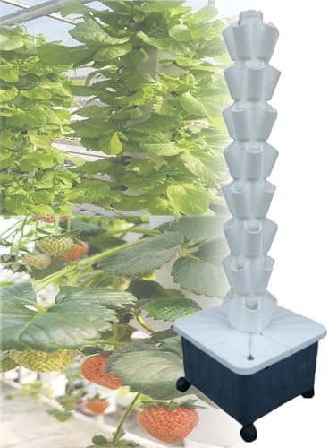 ToayNia Soilless Cultivation Hydroponic Planting Columns,Vertical Hydroponics Garden Grow Tower,Hydroponics Growing Tower,Vertical Tower Planters White-8-layer
