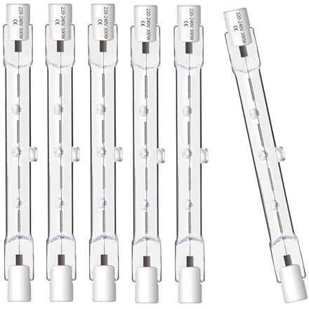 Trubuyware R7S 118mm Halogen leuchtmittel 300 Watt, Halogenstab 118mm 300W 6er Pack, R7S Halogenlampe 230V 2700K Warmweiß Dimmbar für Arbeitsleuchten Sicherheitsleuchten Landschaftsleuchten