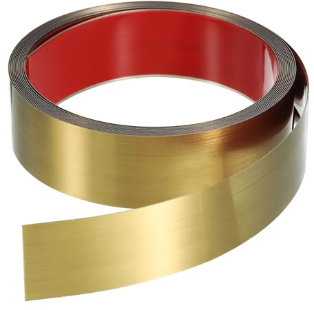QUARKZMAN 16.4ft x 1.57 Moulure Murale Adhésive à Décoller et Coller, Cadre de Moulure en Finition Brossée Acier Inoxydable, Bande Métallique Adhésive pour Bordure Carreau Armoire, Doré