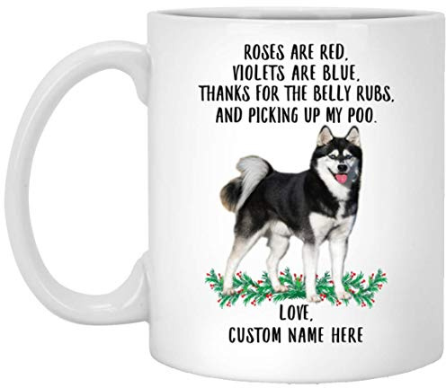 Kaffeebecher Lustige Alaskan Klee Kai Schwarze Blumen Sind Rot Veilchen Sind Blau Kaffee Tasse Retro Bürotasse Einfache Keramik Tasse Für Jubiläum Kollegen Arbeit 330 ML