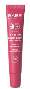 Laboratorios Babé - LIP & CHEEK SPF 50 VELVET - Bálsamo Fotoprotector | Alta Protección Solar SPF 50 | Hidratación y Efecto Volumen Natural | Para Labios y Mejillas