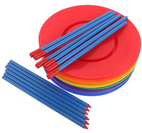 SUPVOX 1 Jeu d'assiettes tournantes avec Baguettes : Accessoire de jonglage pour Spectacles de, Loisirs créatifs, fêtes d'anniversaire en intérieur et en extérieur