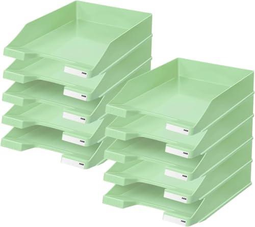 HAN 1027 Briefablage Klassik, Schreibtisch Organizer, Bürobedarf, Ablagefächer, Büromaterial, Briefkorb, Dokumentenablage, bis Format A4/C4 (Klassisch, Modern, Pastellgrün, 10 Briefablagen)