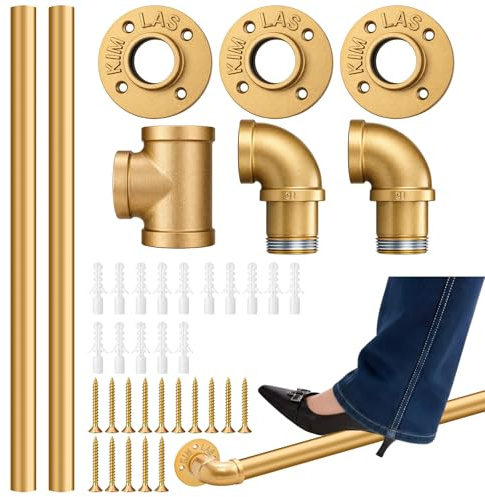 Zonon 6 ft Bar Foot Rail Kit Bar Rest Brackets Undercounter Mount Hardware and Tubing Complete Kit Foot Railing Stainless Steel Brass Finish for Kitchen Island Indoor Outdoor Stairs Loft Porch(Gold) | Complete Mount Hardware, Brackets Screws, Brass Finish, Indoor Outdoor, Kitchen Island Stairs Loft Porch Support