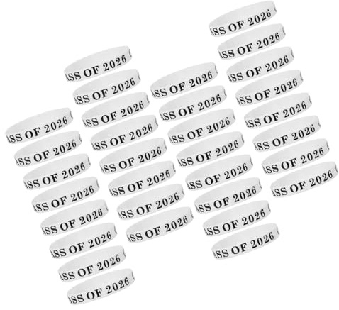 Toyvian 50 Pezzi Bracciali in Silicone Flessibili e Resistenti per Festa di Laurea 2026, Set di Braccialetti Color Avorio per Uomo e Donna, Gadget per Prom Party e Regali di Maturità