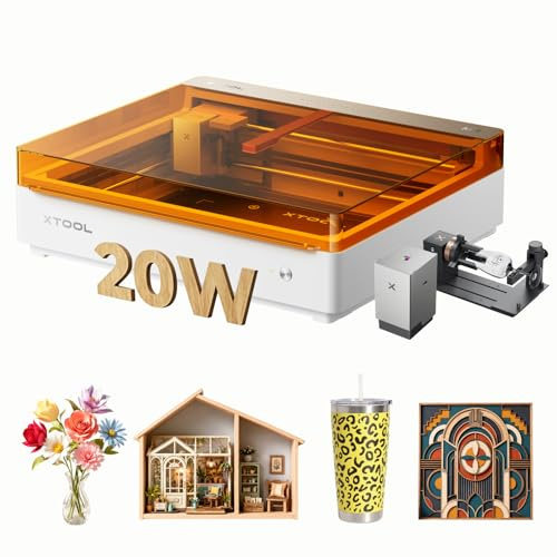 xTool M2 20W Laser Graviermaschine mit CMYK-Drucker und RA3 Lite Rotationszubehör, geschlossener Laserschneider für Trinkbecher, Tassen, dickes Holz und Acryl, Desktop-Maschine für Kleinunternehmen