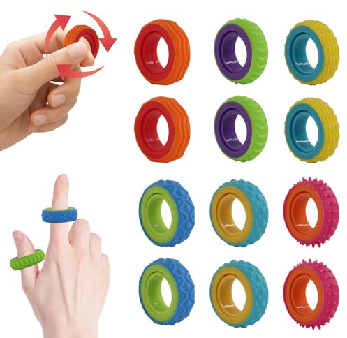 CaLeQi Bague Fidget Sensorielle pour Enfants et Adultes Lot de 12 Pièces