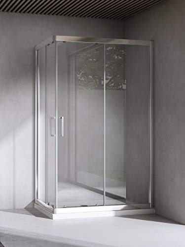Yellowshop - Box Cabina Doccia Bagno Rettangolare, Dimensioni: 80X120 cm, Cristallo 6mm : Trasparente